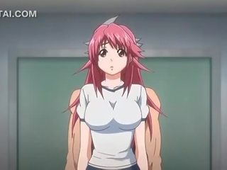 Merah jambu berambut anime babe faraj fucked terhadap yang